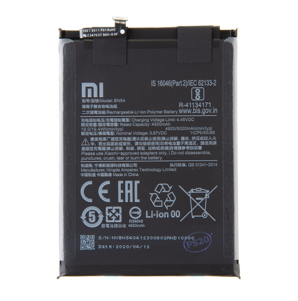 Xiaomi originalbatteri 5020mAh BN54 (Servicepaket)