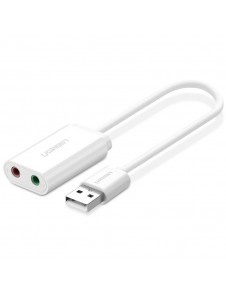 Ugreen USB externt ljudljudkort 3,5 mm minijack 15 cm - Vit (30143)