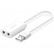 Ugreen USB externt ljudljudkort 3,5 mm minijack 15 cm - Vit (30143)