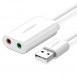 Ugreen USB externt ljudljudkort 3,5 mm minijack 15 cm - Vit (30143)