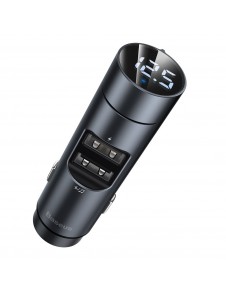 Baseus Energy Column Bluetooth FM-sändare MP3-billaddare 2x USB QC3.0 3,1A - GrÅ (CCNLZ-0G)