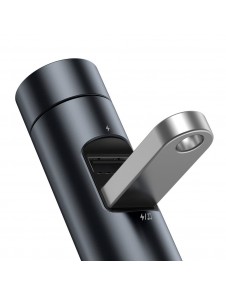 Baseus Energy Column Bluetooth FM-sändare MP3-billaddare 2x USB QC3.0 3,1A - GrÅ (CCNLZ-0G)