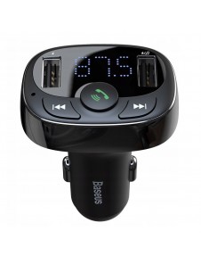 Baseus T-Typed FM Transmitter Bluetooth car charger MP3 2x USB TF microSD 3.4A - Svart (CCTM-01)