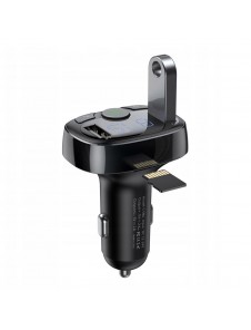 Baseus T-Typed FM Transmitter Bluetooth car charger MP3 2x USB TF microSD 3.4A - Svart (CCTM-01)