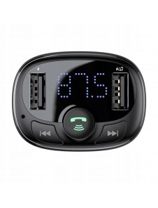 Baseus T-Typed FM Transmitter Bluetooth car charger MP3 2x USB TF microSD 3.4A - Svart (CCTM-01)