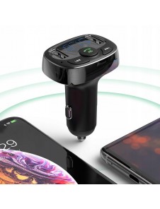 Baseus T-Typed FM Transmitter Bluetooth car charger MP3 2x USB TF microSD 3.4A - Svart (CCTM-01)