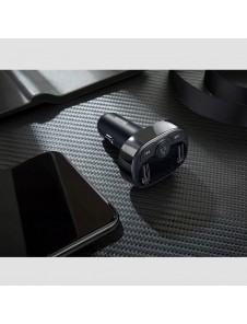 Baseus T-Typed FM Transmitter Bluetooth car charger MP3 2x USB TF microSD 3.4A - Svart (CCTM-01)