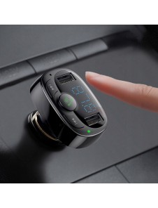 Baseus T-Typed FM Transmitter Bluetooth car charger MP3 2x USB TF microSD 3.4A - Svart (CCTM-01)