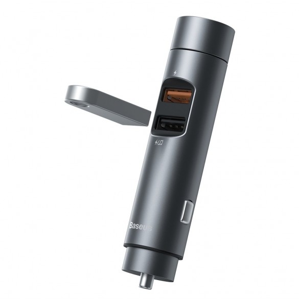 Baseus Bluetooth 5.0 FM Transmiter car charger 2x USB 3 A 18 W PPS Quick Charge 3.0 AFC FCP - Grey (CCNLZ-C0G)