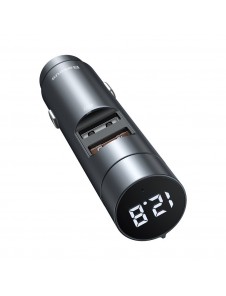 Baseus Bluetooth 5.0 FM Transmiter car charger 2x USB 3 A 18 W PPS Quick Charge 3.0 AFC FCP - Grey (CCNLZ-C0G)