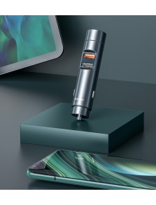 Baseus Bluetooth 5.0 FM Transmiter car charger 2x USB 3 A 18 W PPS Quick Charge 3.0 AFC FCP - Grey (CCNLZ-C0G)