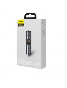 Baseus Bluetooth 5.0 FM Transmiter car charger 2x USB 3 A 18 W PPS Quick Charge 3.0 AFC FCP - Silver (CCNLZ-C0S)