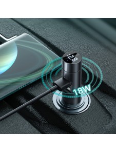 Baseus Bluetooth 5.0 FM Transmiter car charger 2x USB 3 A 18 W PPS Quick Charge 3.0 AFC FCP - Silver (CCNLZ-C0S)