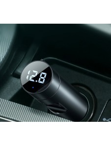 Baseus Bluetooth 5.0 FM Transmiter car charger 2x USB 3 A 18 W PPS Quick Charge 3.0 AFC FCP - Silver (CCNLZ-C0S)
