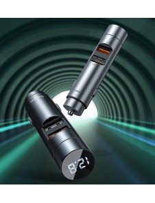 Baseus Bluetooth 5.0 FM Transmiter car charger 2x USB 3 A 18 W PPS Quick Charge 3.0 AFC FCP - Silver (CCNLZ-C0S)