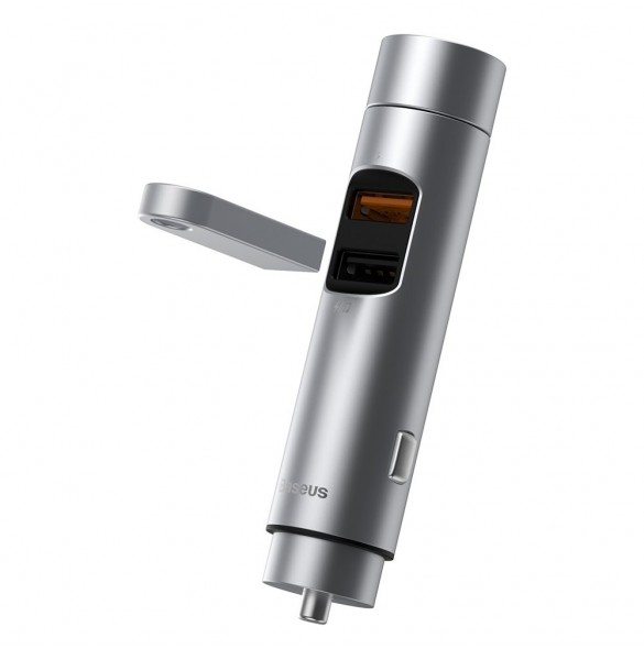 Baseus Bluetooth 5.0 FM Transmiter car charger 2x USB 3 A 18 W PPS Quick Charge 3.0 AFC FCP - Silver (CCNLZ-C0S)