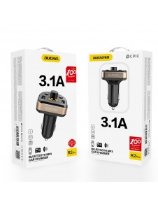 Dudao Bluetooth FM Transmitter MP3 Car Charger 2x USB 3.1 A - Svart (R2Pro black)