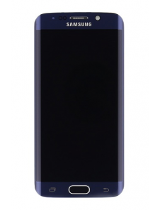 LCD-display + Touch Unit + Frontcover Samsung Galaxy S6 Edge - Svart (Service Pack)