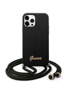Guess GUHCP12LLSCLMGBK iPhone 12 Pro Max hardcase Silikontryckt logotyprem - Svart