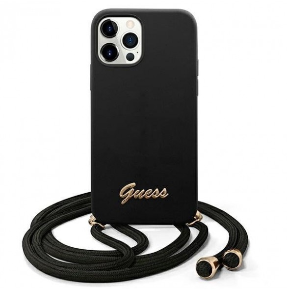 Guess GUHCP12LLSCLMGBK iPhone 12 Pro Max hardcase Silikontryckt logotyprem - Svart