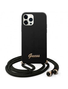 Guess GUHCP12LLSCLMGBK iPhone 12 Pro Max hardcase Silikontryckt logotyprem - Svart