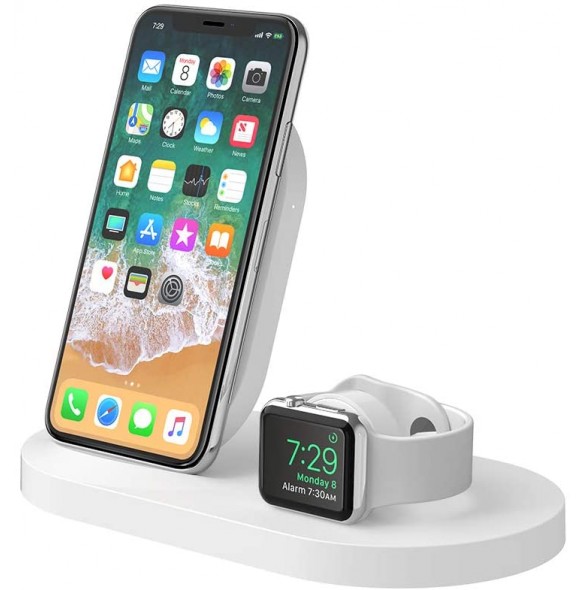 Belkin F8J235 BOOST UP Wireless Charging Dock - Trådlöst laddställ + växelströmsadapter (USB) - Vit