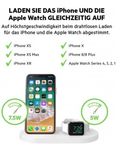 Belkin F8J235 BOOST UP Wireless Charging Dock - Trådlöst laddställ + växelströmsadapter (USB) - Vit