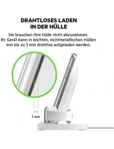 Belkin F8J235 BOOST UP Wireless Charging Dock - Trådlöst laddställ + växelströmsadapter (USB) - Vit