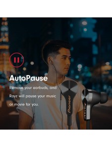 Pioneer Rayz Lightning-Powered Noise Cancelling Earphones with Smart Button and Companion App - Onyx