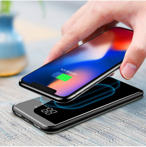 Baseus PPALL-EX01 - 8000mAh LCD Trådlös Laddare Strömbank För iPhone Xs Max, iPhone XR, Galaxy S9, Galaxy Note9