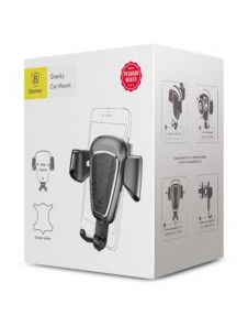 Baseus Gravity Car Mount Aluminium Phone Bracket Luftventilhållare för 4-6" Enheter - Svart