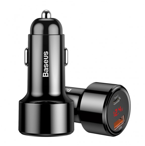 Baseus Magic Series PPS Car Charger with digital display USB Quick Charge 3.0 / USB Type C PD QC4+ 45W 6A - Svart