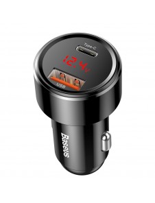 Baseus Magic Series PPS Car Charger with digital display USB Quick Charge 3.0 / USB Type C PD QC4+ 45W 6A - Svart